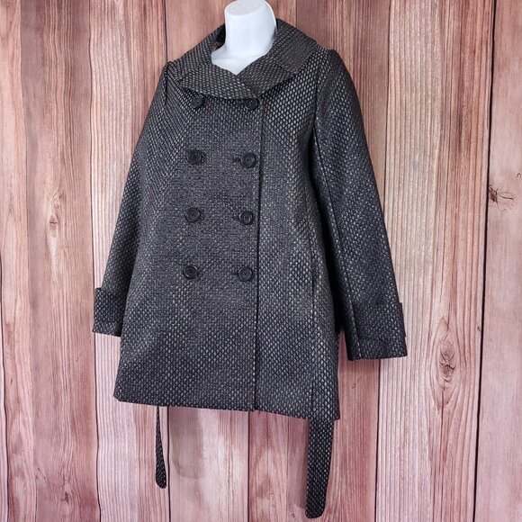 NWT J Crew Collection Womens 4 Black Label Gunmetal Metallic Jacquard Pea Coat - Picture 3 of 15
